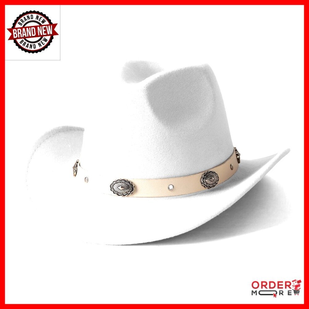 Adjustable Felt Cowboy Hat Wide Brim Western Style Unisex Adult